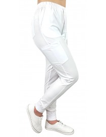 Dámske zdravotné elastické nohavice typu joggers biele