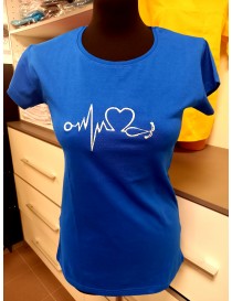 Dámske tričko s výšivkou modré srdce