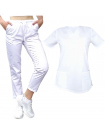 Lekársky komplet-  nohavice a  blúzka biela