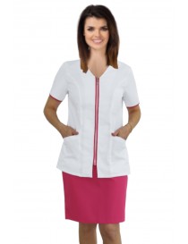 Lekársky komplet - bluzón a sukňa, amarant/biela