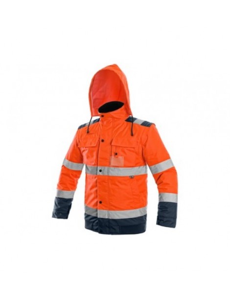 Zateplená reflexná bunda CXS LUTON oranžovo-modrá