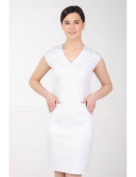 Dámske elastické šaty M-373X biele SKLADOM