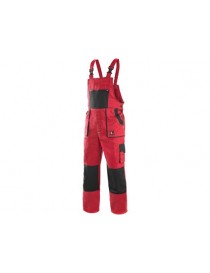 Montérkové nohavice na traky CXS LUXY ROBIN  červeno-čierne