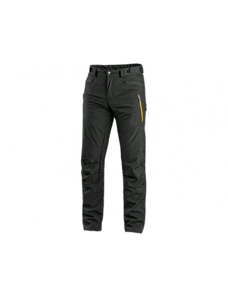 Pánske softshellové nohavice CXS AKRON čierne s HV žlto/oranžovými doplnkami