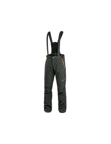 Zateplené softshellové nohavice CXS TRENTON čierne s HV žlto/oranžovými doplnkami