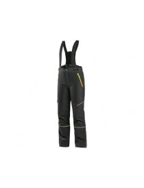 Detské zateplené softshellové nohavice CXS TRENTON čierne s HV žlto/oranžové doplnky