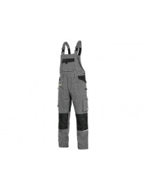Skrátené montérkové strečové nohavice s trakmi CXS STRETCH šedo/čierne