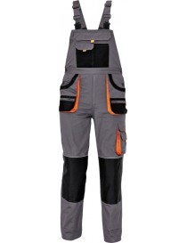 Pracovné montérkové nohavice s náprsenkou FF CARL BE Cerva šedé